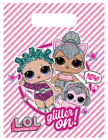 LOL Surprise vrećice za zabavu za djecu, ružičaste i bijele sa šljokicama