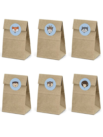 6 kraft papirnatih vrećica i naljepnice sa šumskim životinjama 