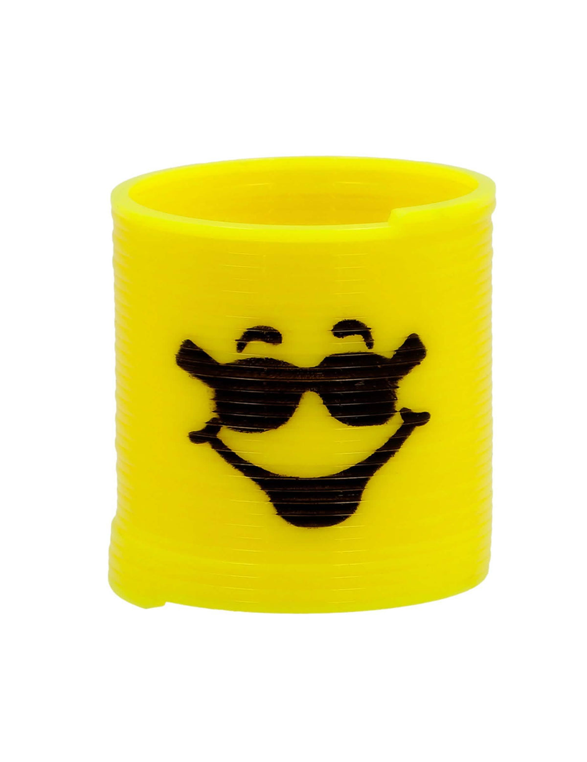 Zoom na žutu oprugu sa smajlićem s naočale od Slinkies Smileys