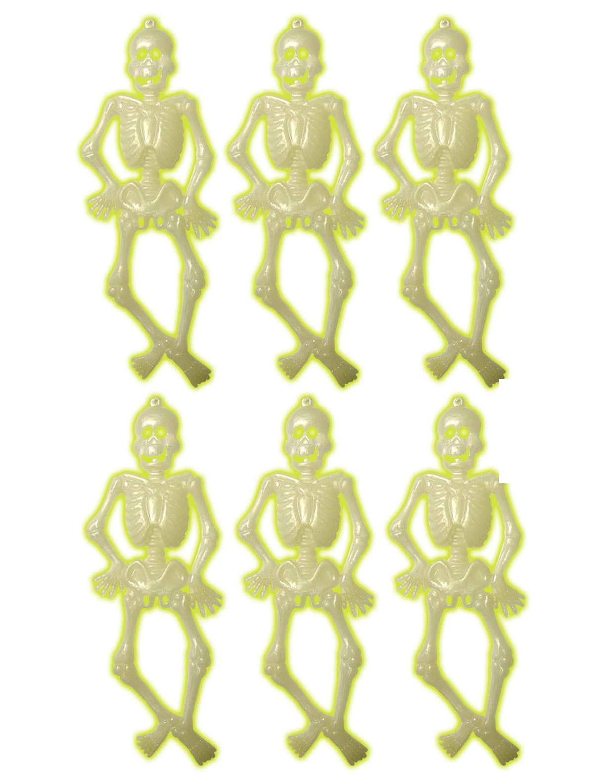 Lot de 6 petits squelettes Halloween pour décoration phosphorescents