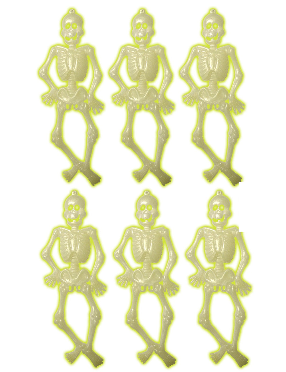 Lot de 6 petits squelettes Halloween pour décoration phosphorescents