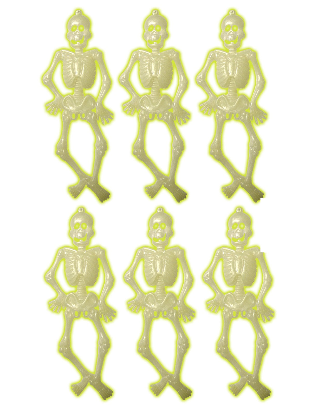 Lot de 6 petits squelettes Halloween pour décoration phosphorescents