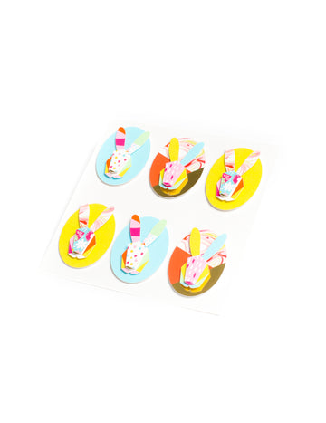 6 naljepnica s grafičkim zečevima u više boja 4,5 cm za Uskrs