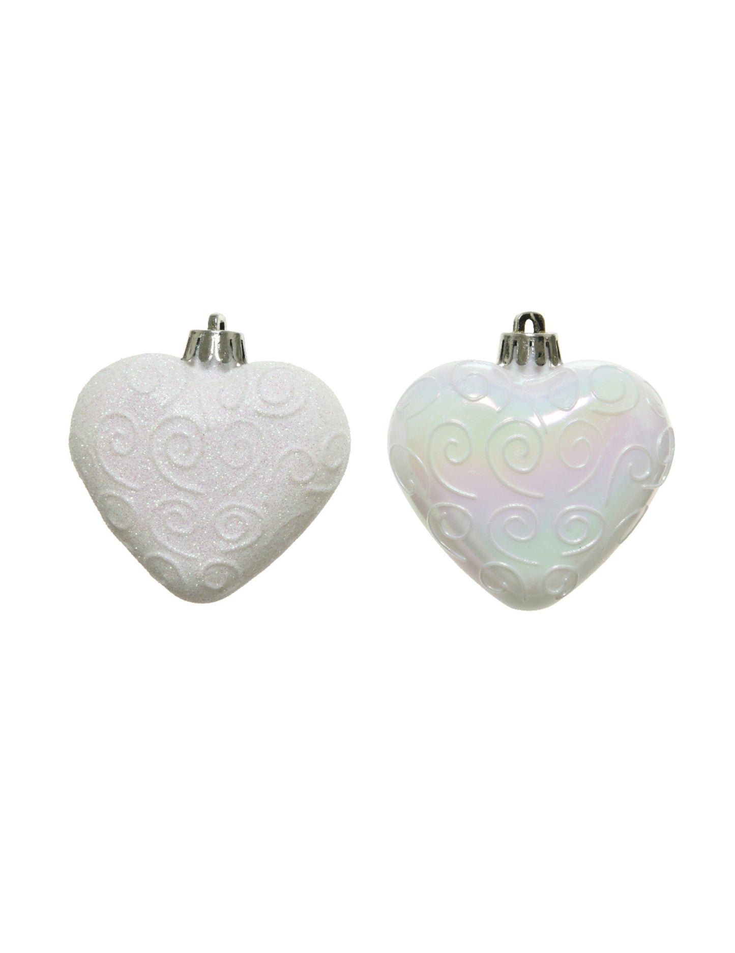 6 visećih ukrasa za božićno drvce bijela srca 6 cm 