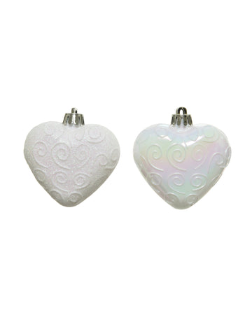 6 visećih ukrasa za božićno drvce bijela srca 6 cm 