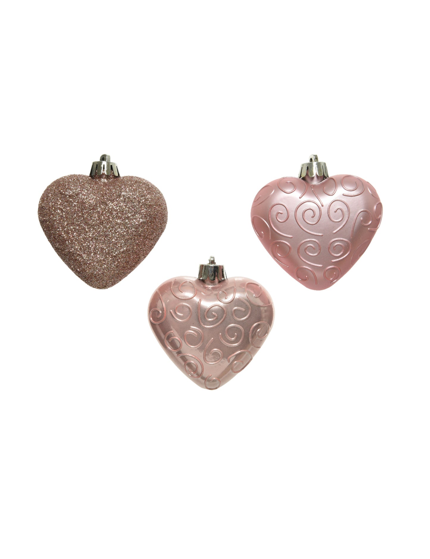 6 ukrasa za bor u obliku srca rose gold 7,5 cm 