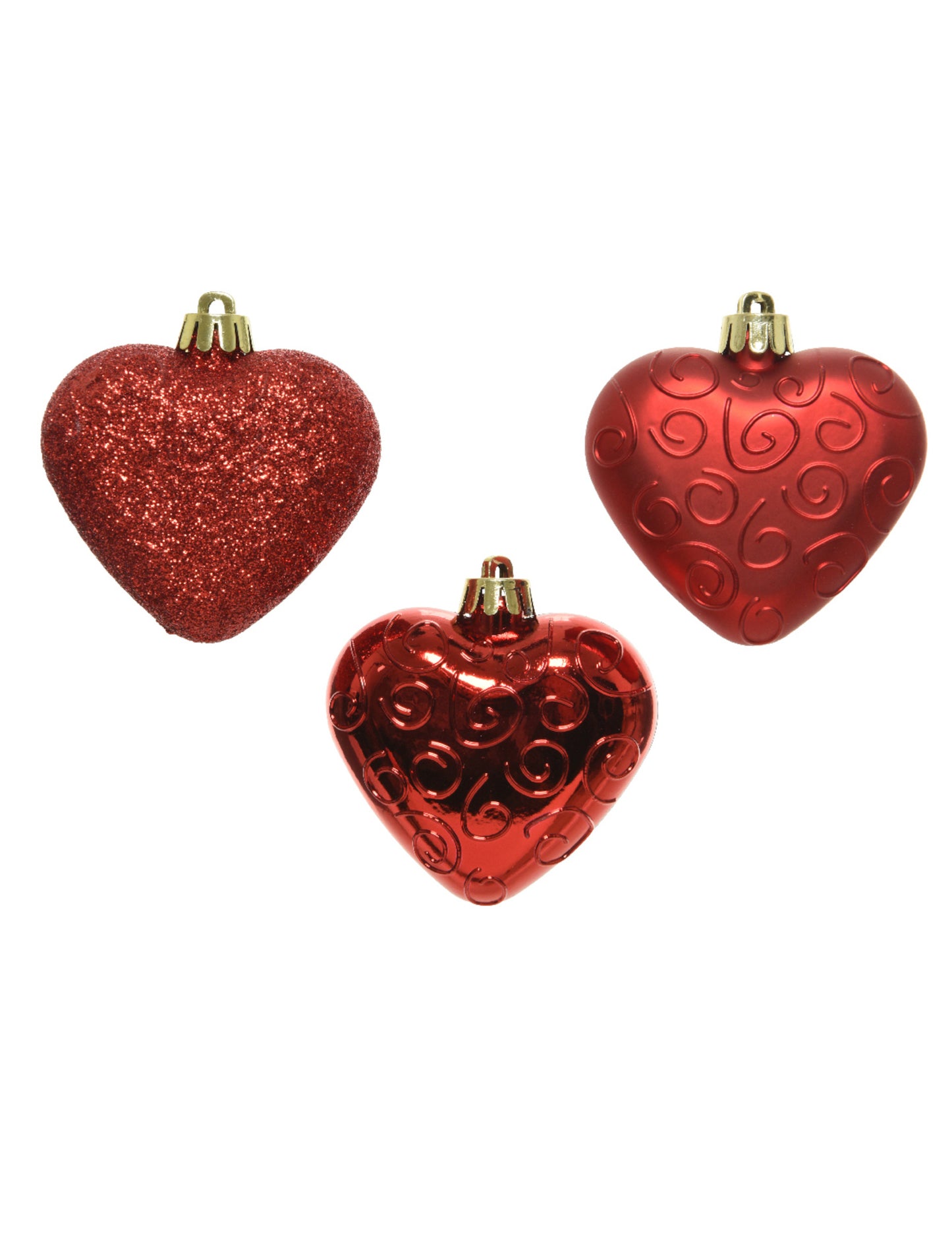 6 visećih ukrasa za božićno drvce crvena srca 7,5 cm 