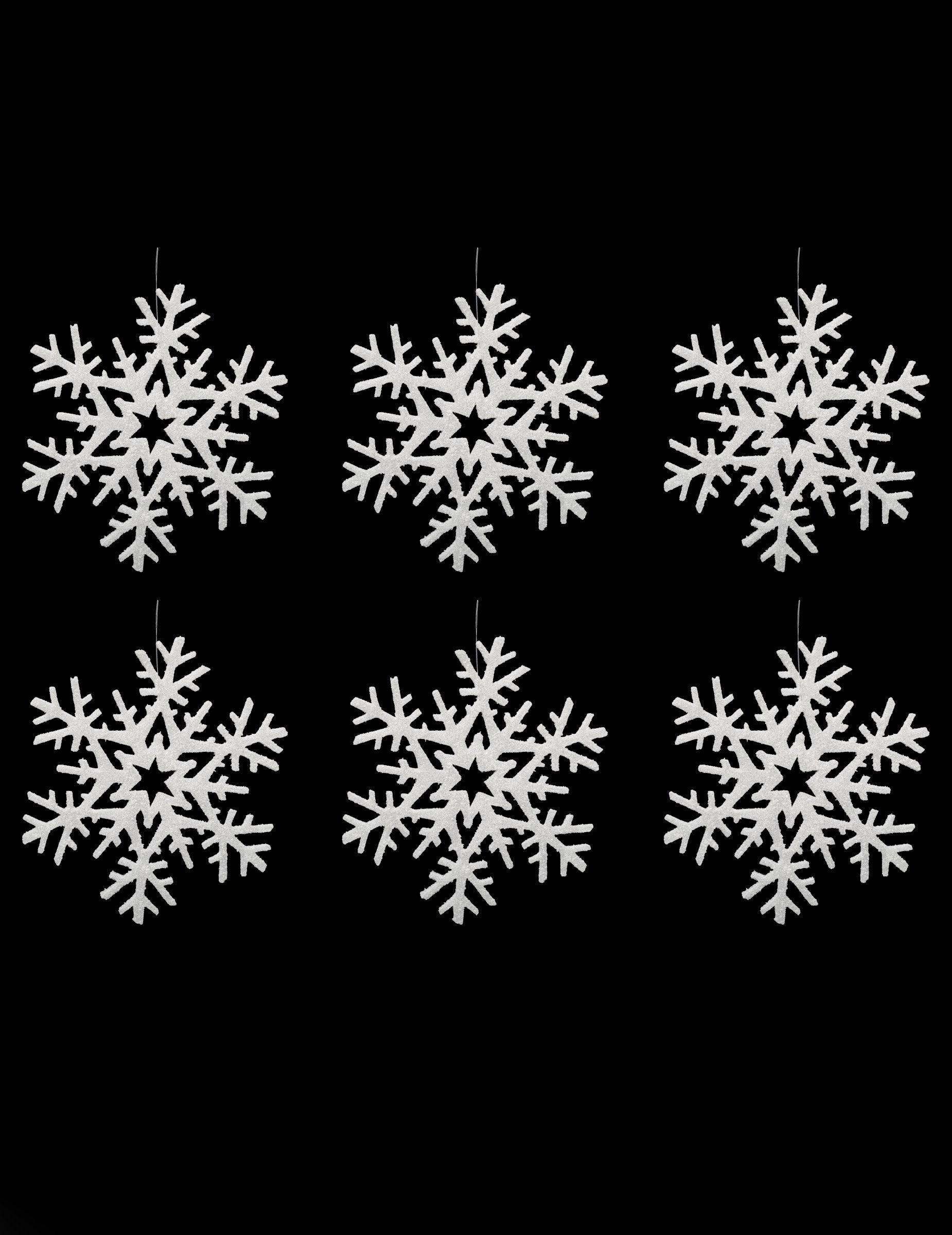 Suspensions flocons pour décoration de Noël blancs à paillettes