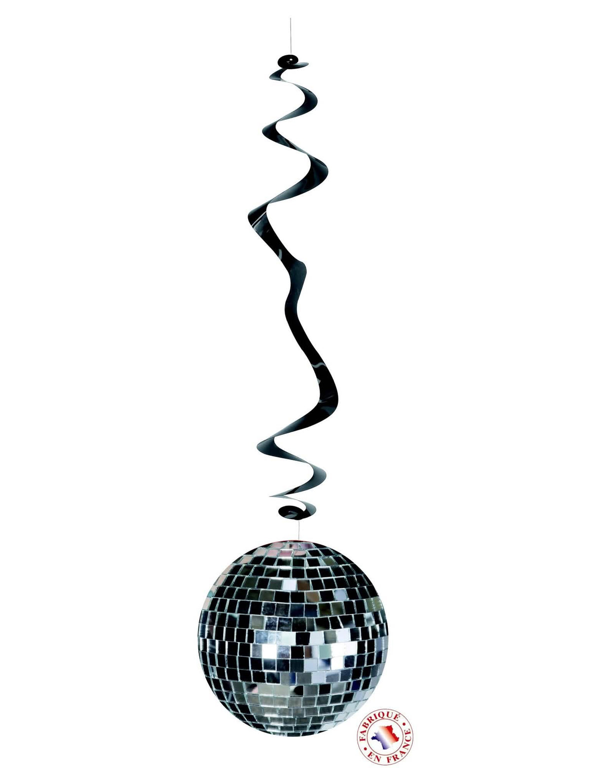 6 spiralnih visećih dekoracija disko za zabavu, srebrna i crna s disco kuglom