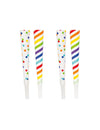 Trompettes de fête fun pour fête multicolores à pois et rayures