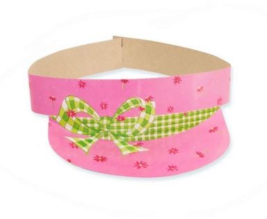 Visière cartonnée Mon poney pour fille rose avec motif nœud vert