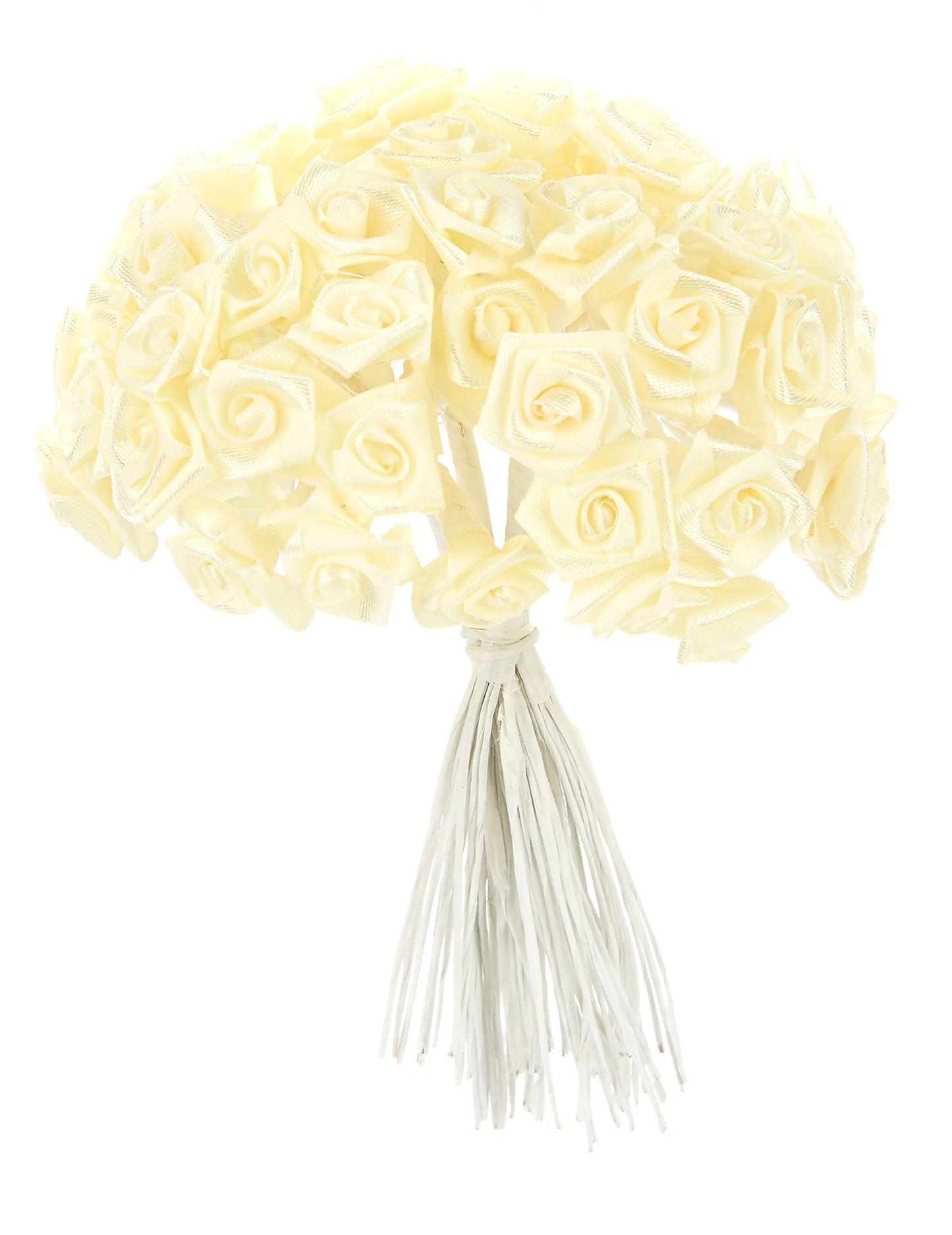 48 mini ruža od satena u boji slonovače 1 x 8 cm za vjenčanje 