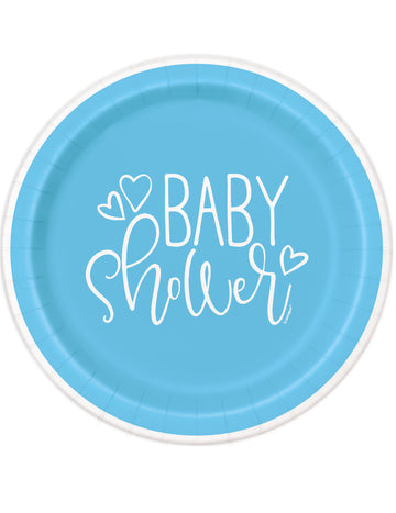8 plavo-bijelih papirnatih tanjura za baby shower 23 cm za stol