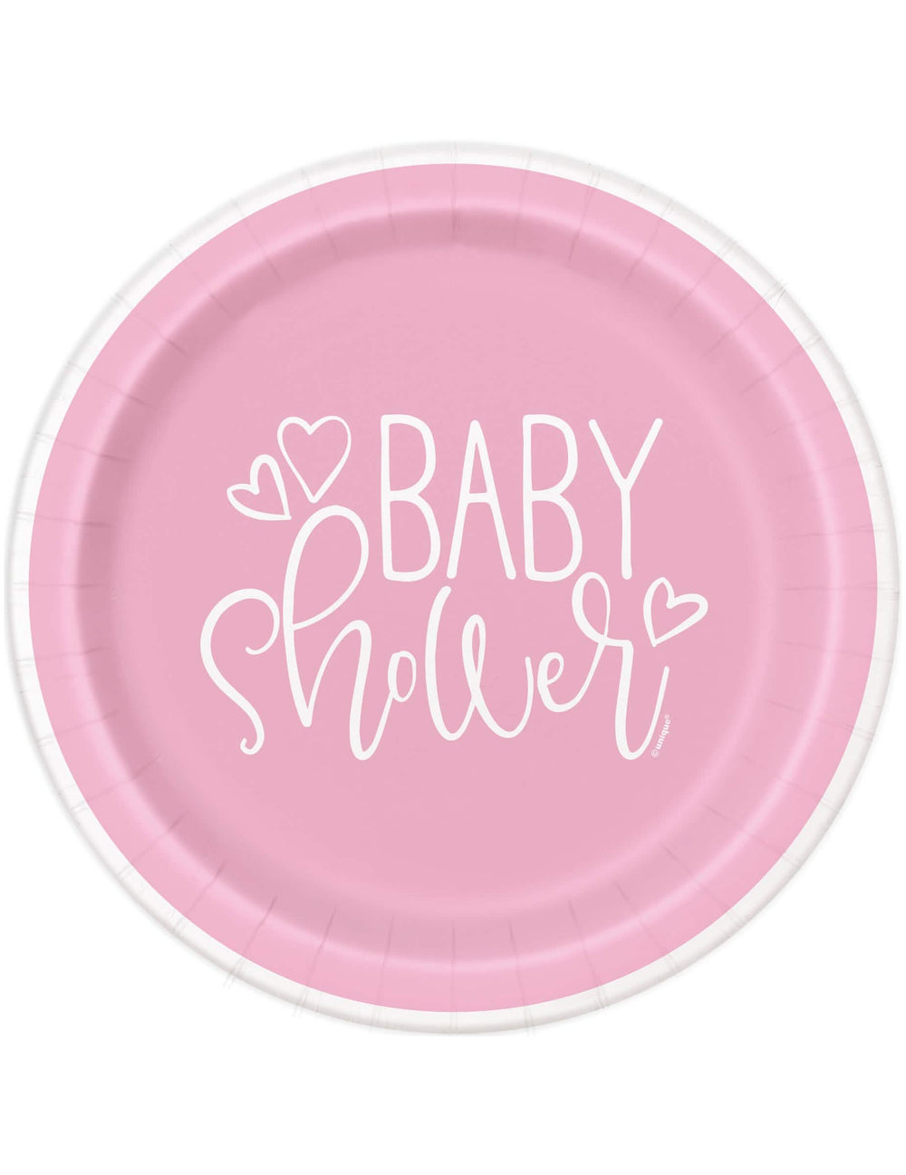Papirnati tanjuri za baby shower za djevojčicu, ružičasti i bijeli s srcima