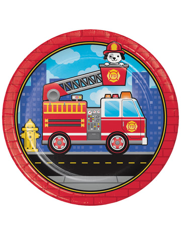 8 papirnatih tanjura s motivima vatrogasnih vozila 23 cm za rođendan