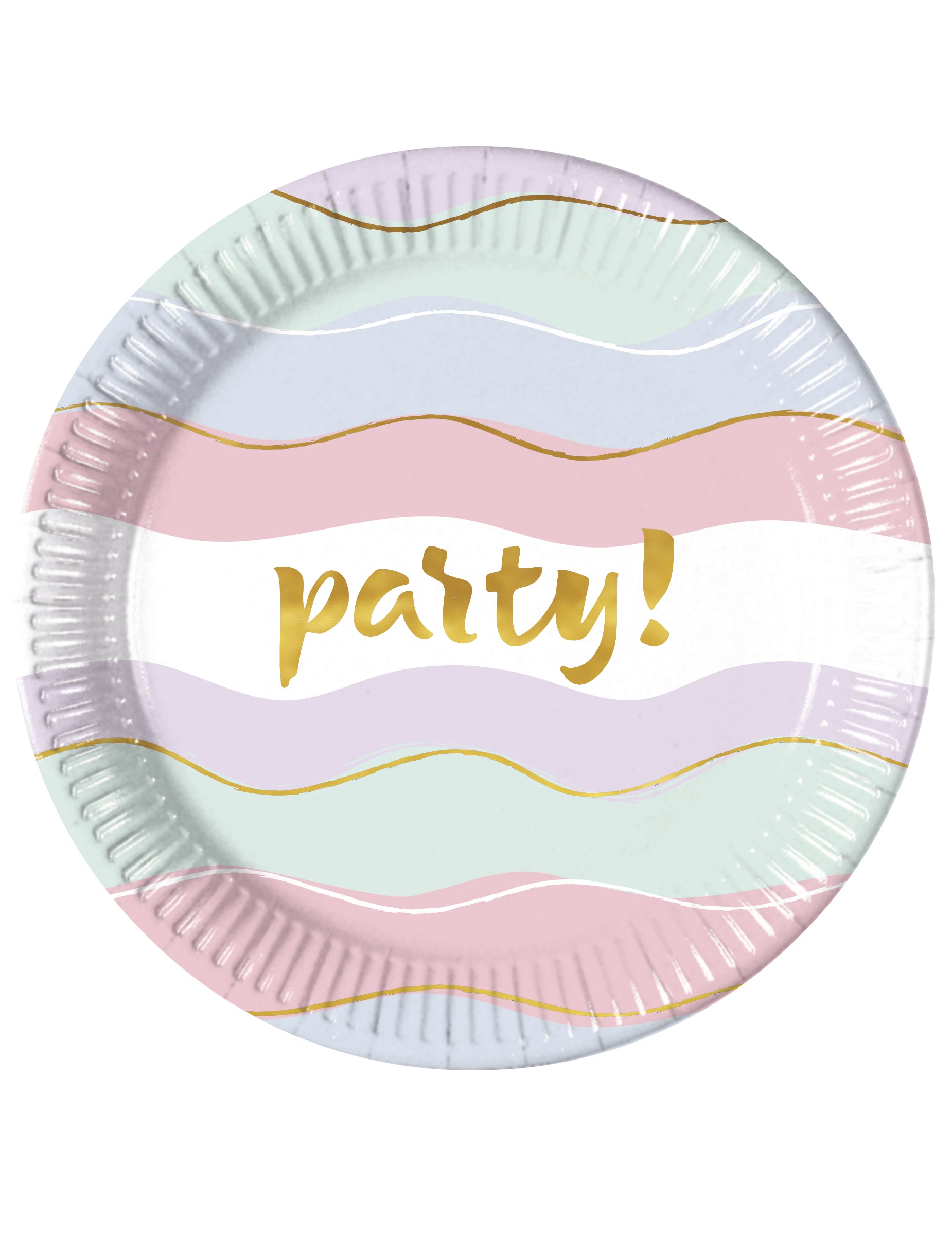 Assiettes en carton Elegant Party pour fête pastel à vagues dorées