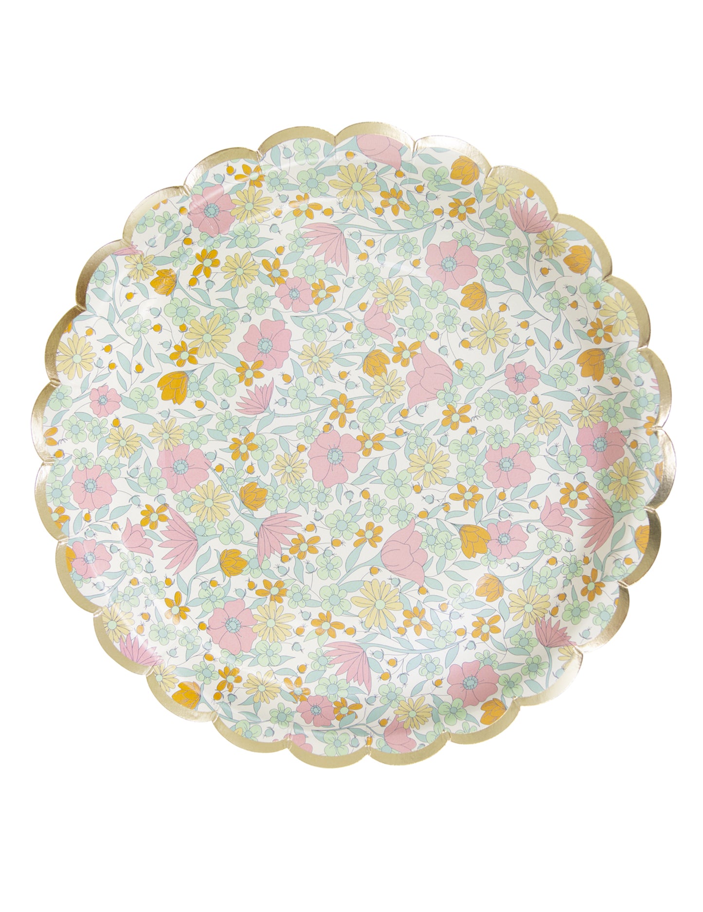 8 kartonskih valovitih tanjura shabby zlatne boje s cvjetnim uzorkom 23 cm 