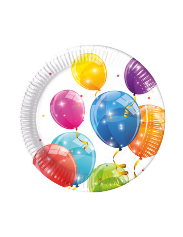 8 papirnatih tanjura, šareni baloni, 23 cm za rođendan