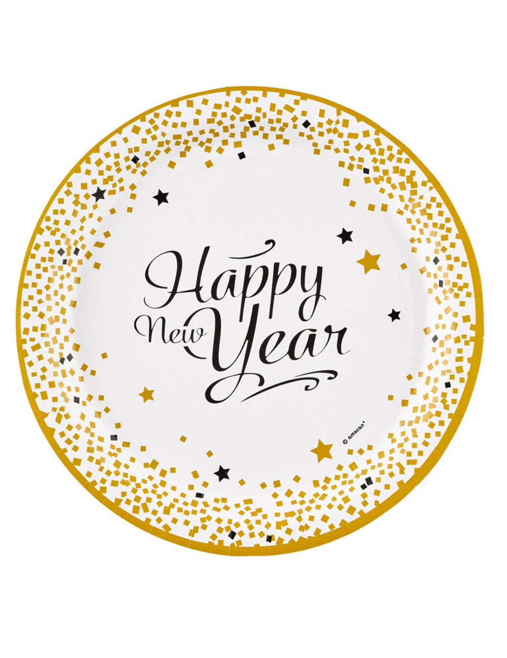 kartonski tanjuri Happy New Year za zabavu bijela i zlatna