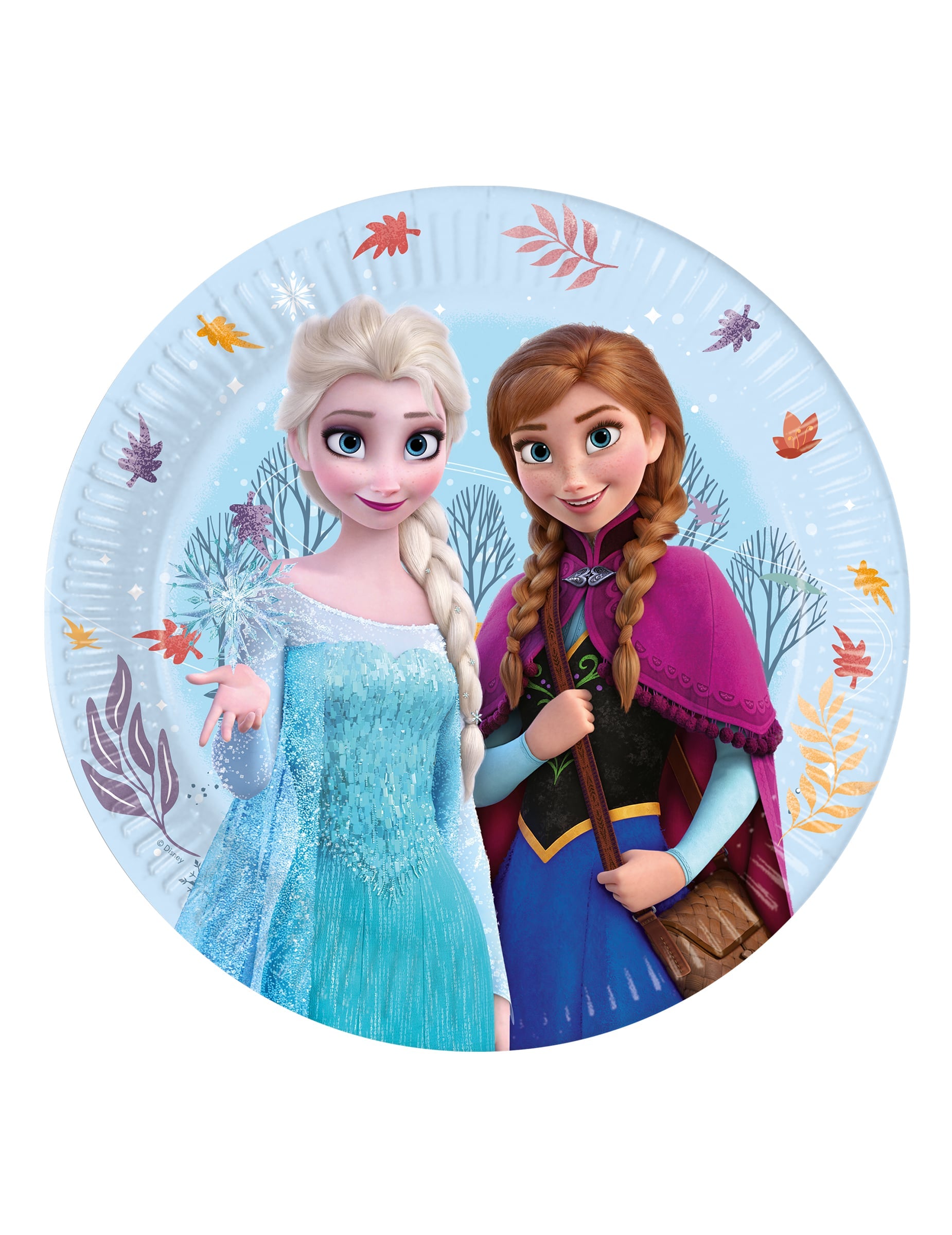 Assiettes en carton La Reine des Neiges Frozen Idyllic Wonder pour enfant bleu clair avec Anna et Elsa