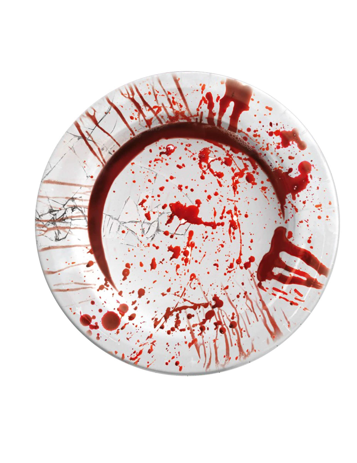 Detalj mrlja od krvi na halloween krvavim papirnatim tanjurima