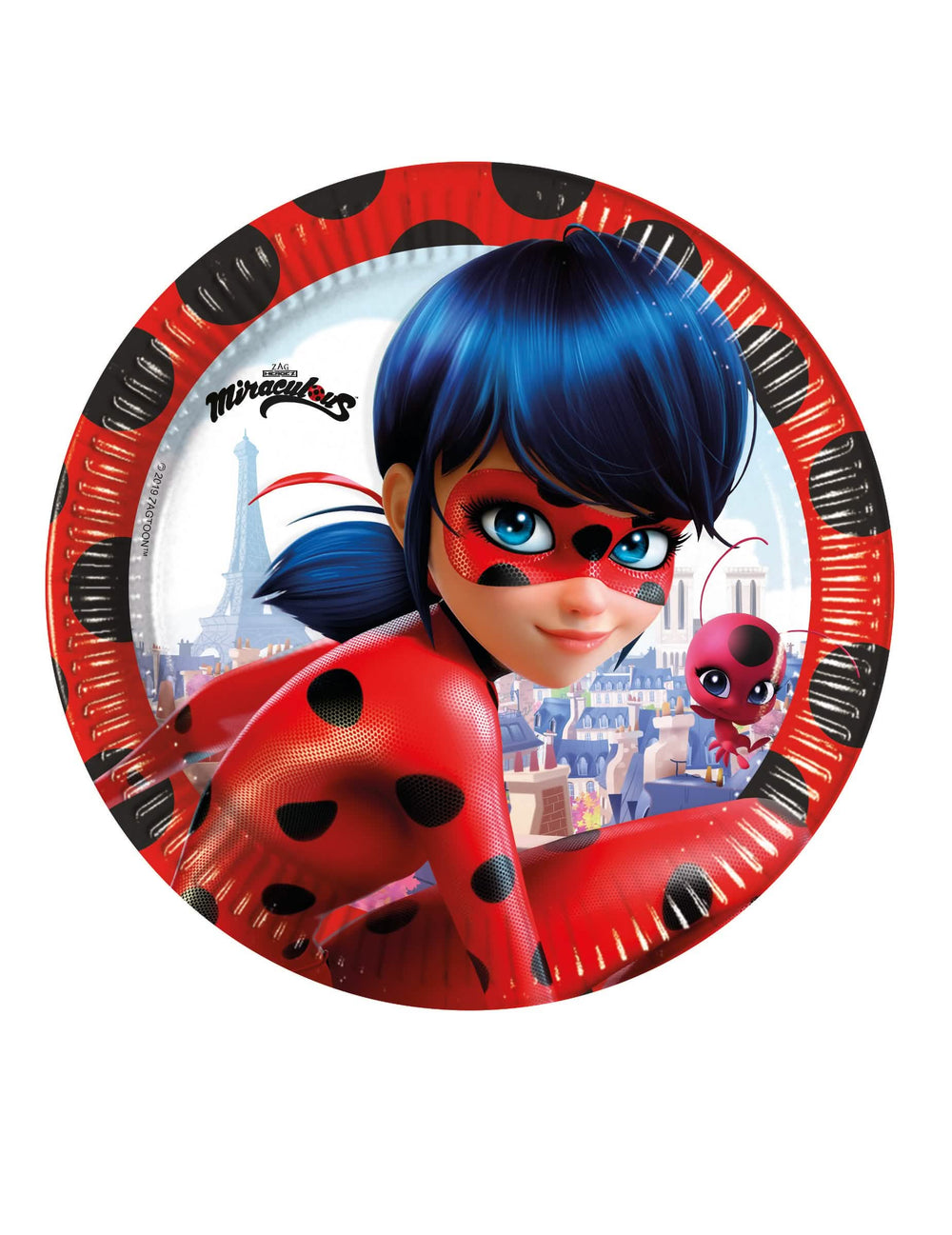 Kartonski tanjuri Miraculous Ladybug za dijete crveni s crnim točkicama