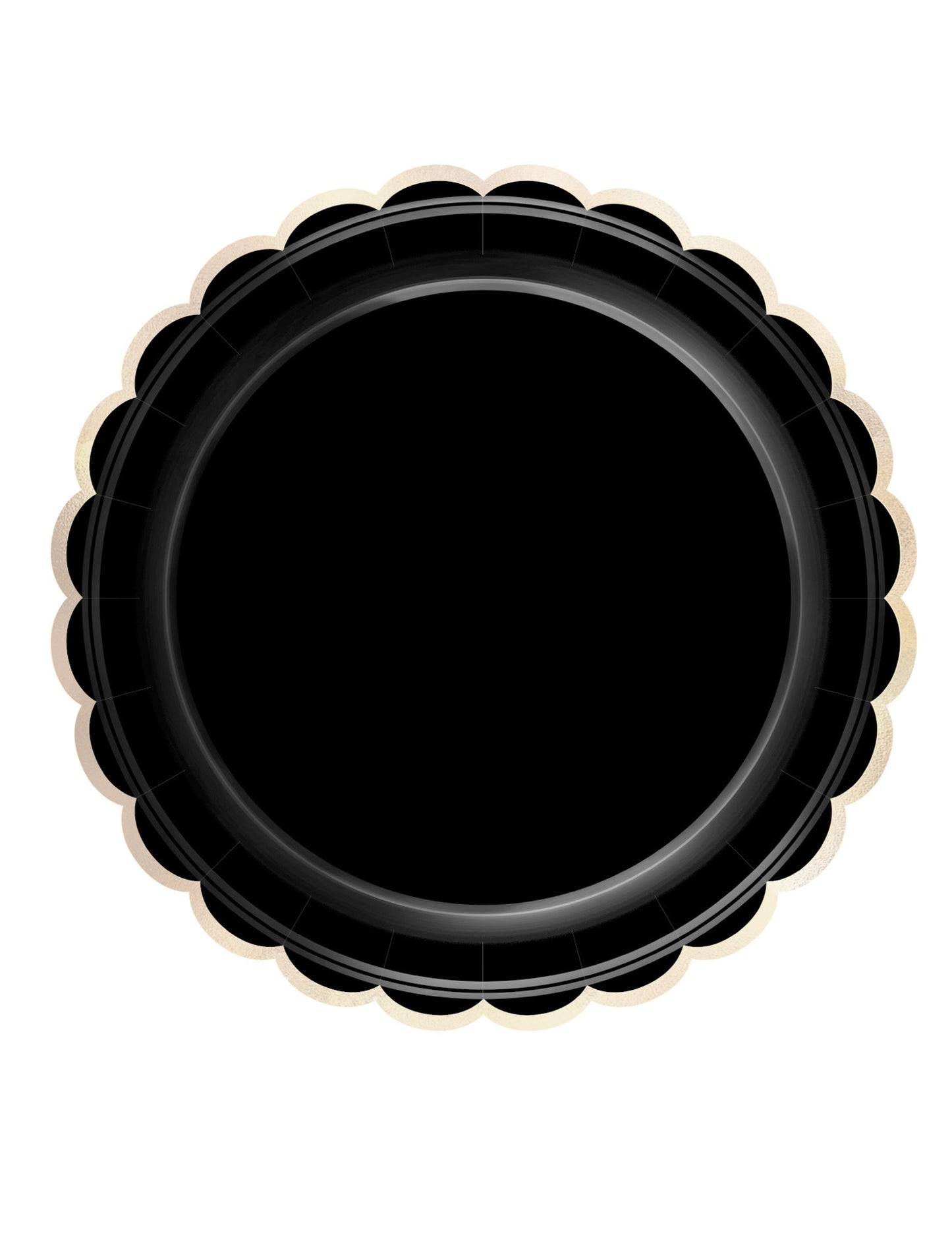 8 crno-zlatnih kartonskih tanjura s nazubljenim uzorkom 23 cm šik