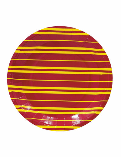 Assiettes en carton sorcier rouge et jaune à rayures