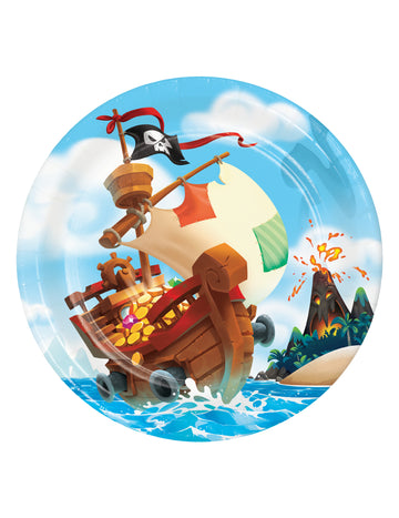 8 papirnatih tanjura s piratskim blagom 22 cm za rođendan