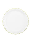 Assiettes en carton festonnées pour fête blanches et or