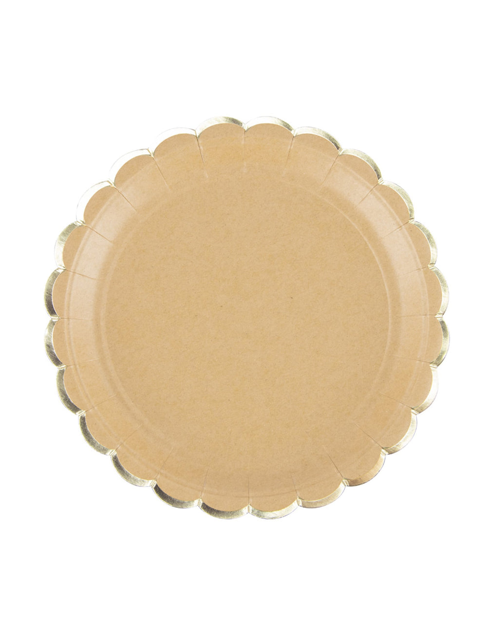 Assiettes en carton festonnées kraft et or