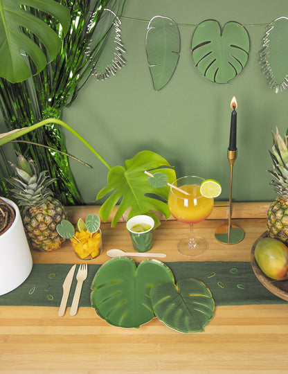 8 papirnatih tanjura s tropskim lišćem 23 cm