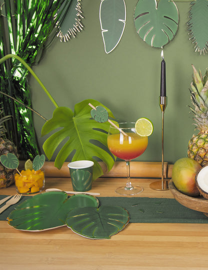 8 papirnatih tanjura s tropskim lišćem 23 cm