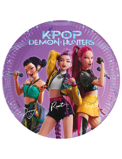 Assiette en carton K-pop Demon Hunters pour enfant violette avec personnages