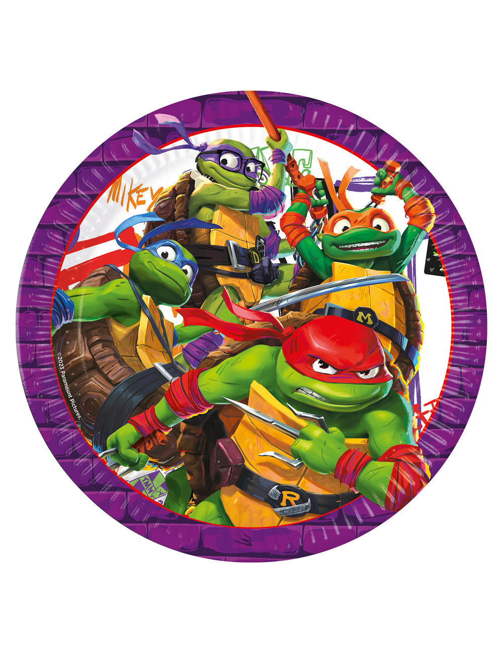 Assiettes Tortues Ninja next generation pour enfant violettes avec bordure brique