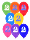 8 ballons chiffre 2 multicolores