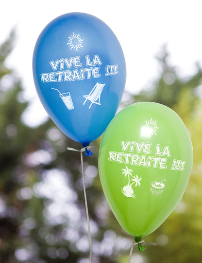 8 ballons en latex vive la retraite multicolores 30 cm décoration fête