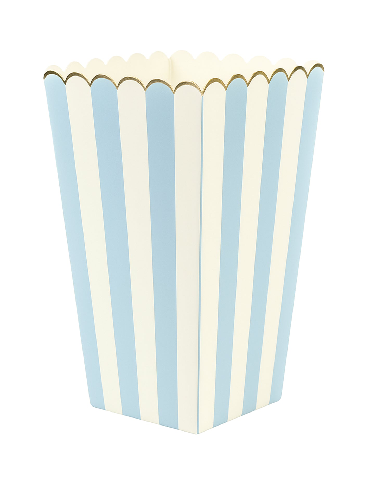 8 boîtes à pop corn bleu pastel et or en carton rayé