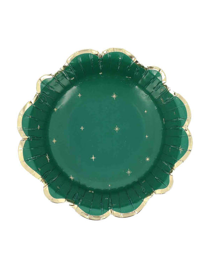 8 bols L'Intemporel vert anglais et or 13,5 cm