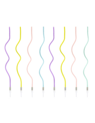 8 raznobojnih pastelnih spiralnih svijeća 14 cm s bobèchesima