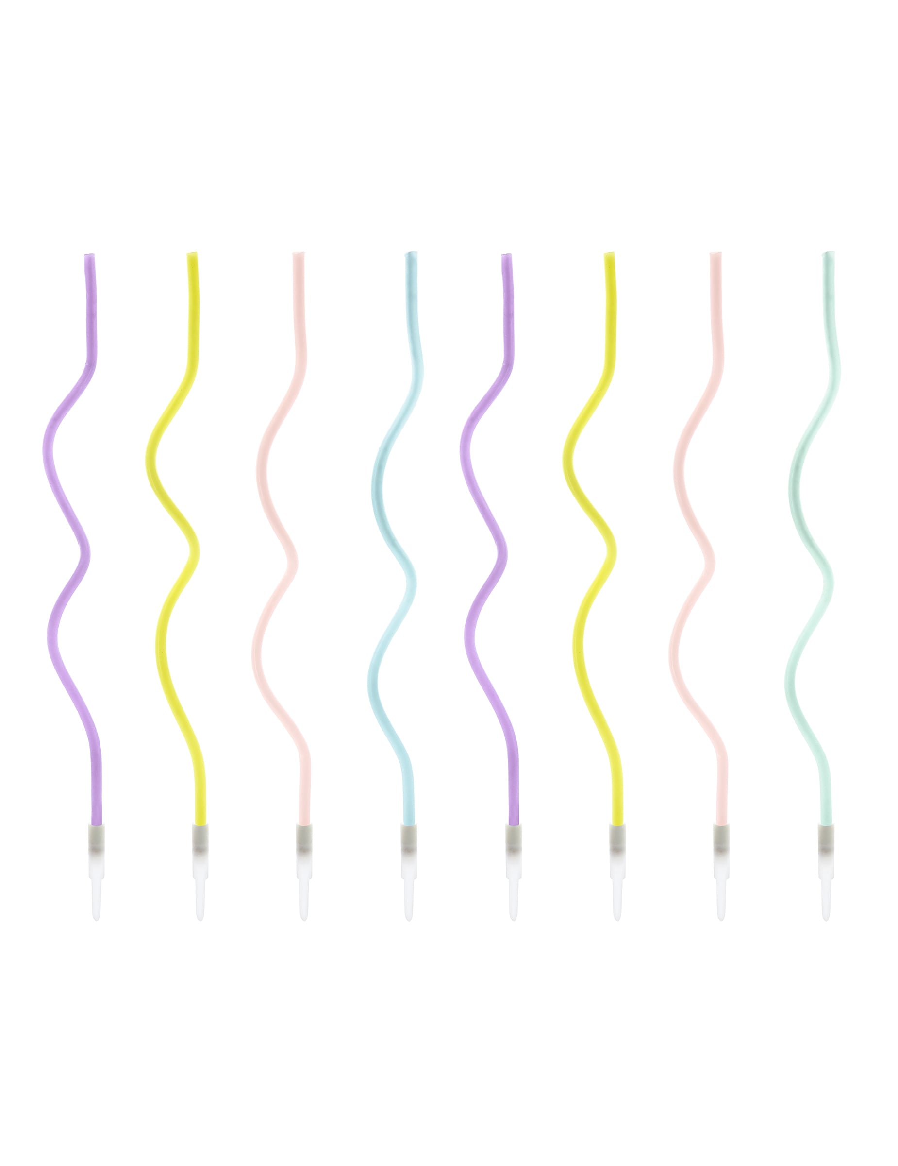 8 bougies spirales pastel pour fête multicolores avec bobèches