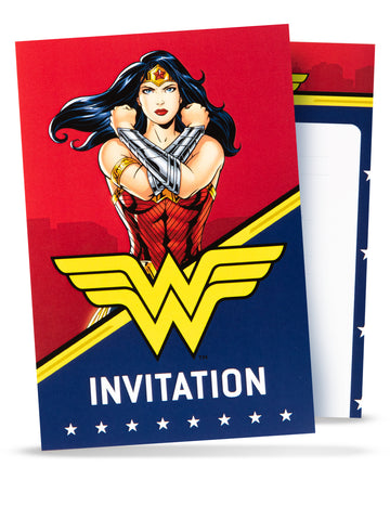 8 Wonder Woman™ pozivnica s omotnicama 10x16 cm