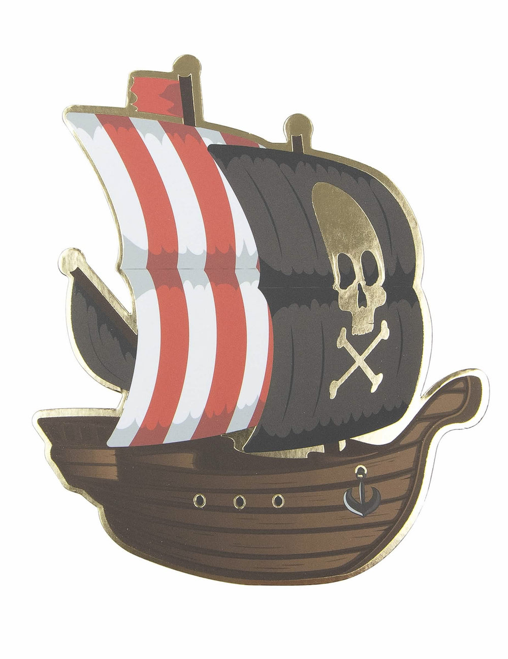 Prednji prikaz pozivnica s piratskim brodom