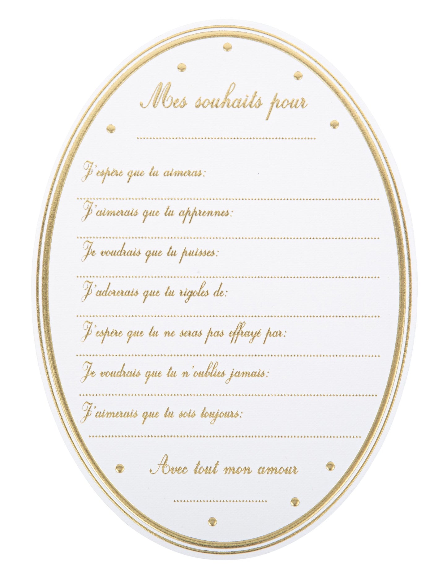 8 bijelo-zlatnih čestitki za baby shower u obliku medaljona