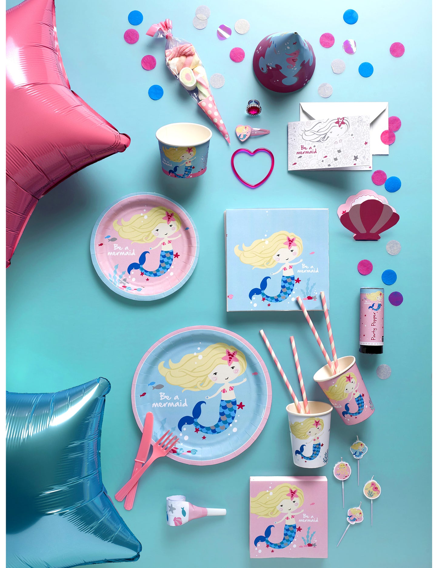 Vue d'ensemble des articles de fête des cartons d'invitation sirène