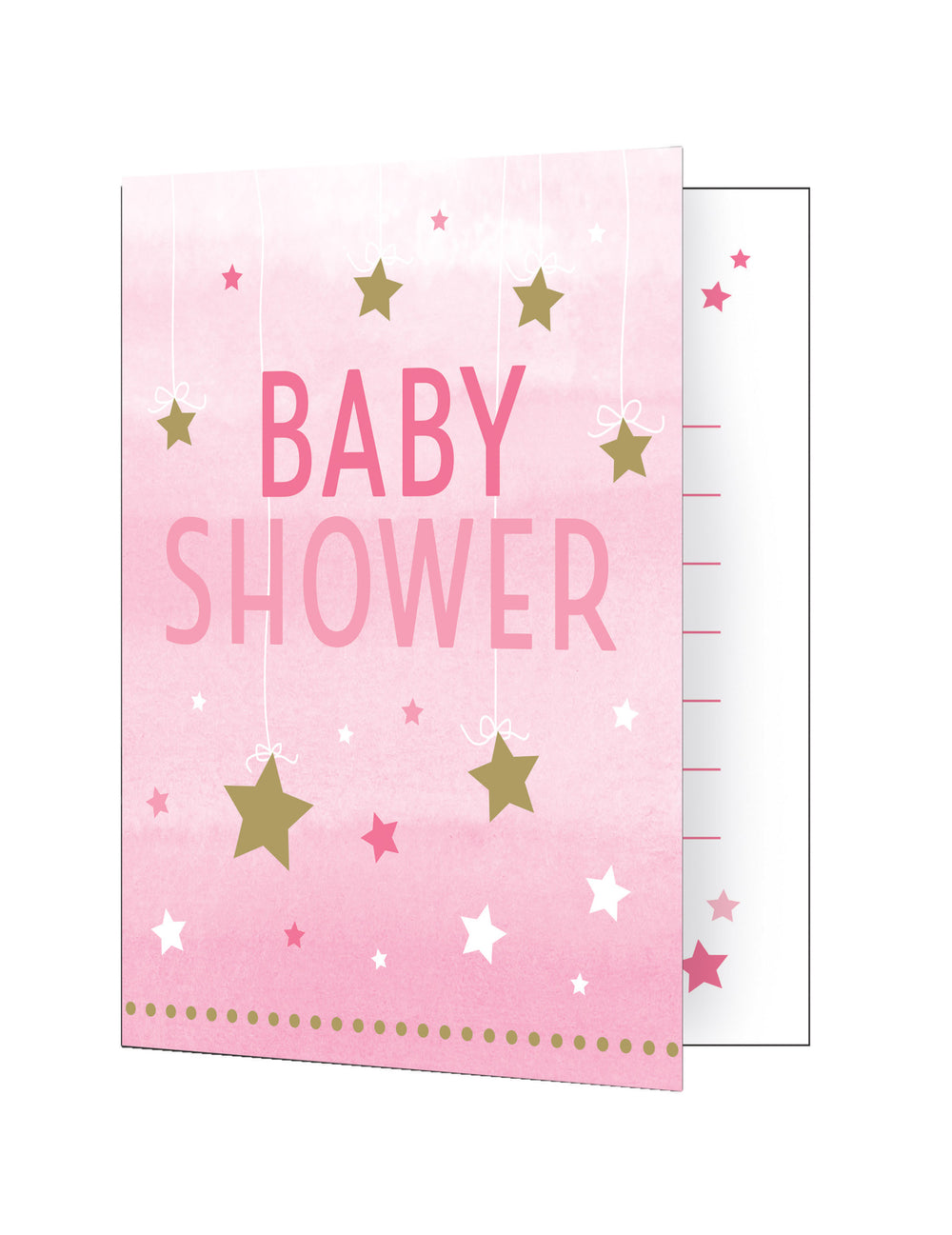 Cartons d'invitation One Little Star pour baby shower rose avec étoiles dorées