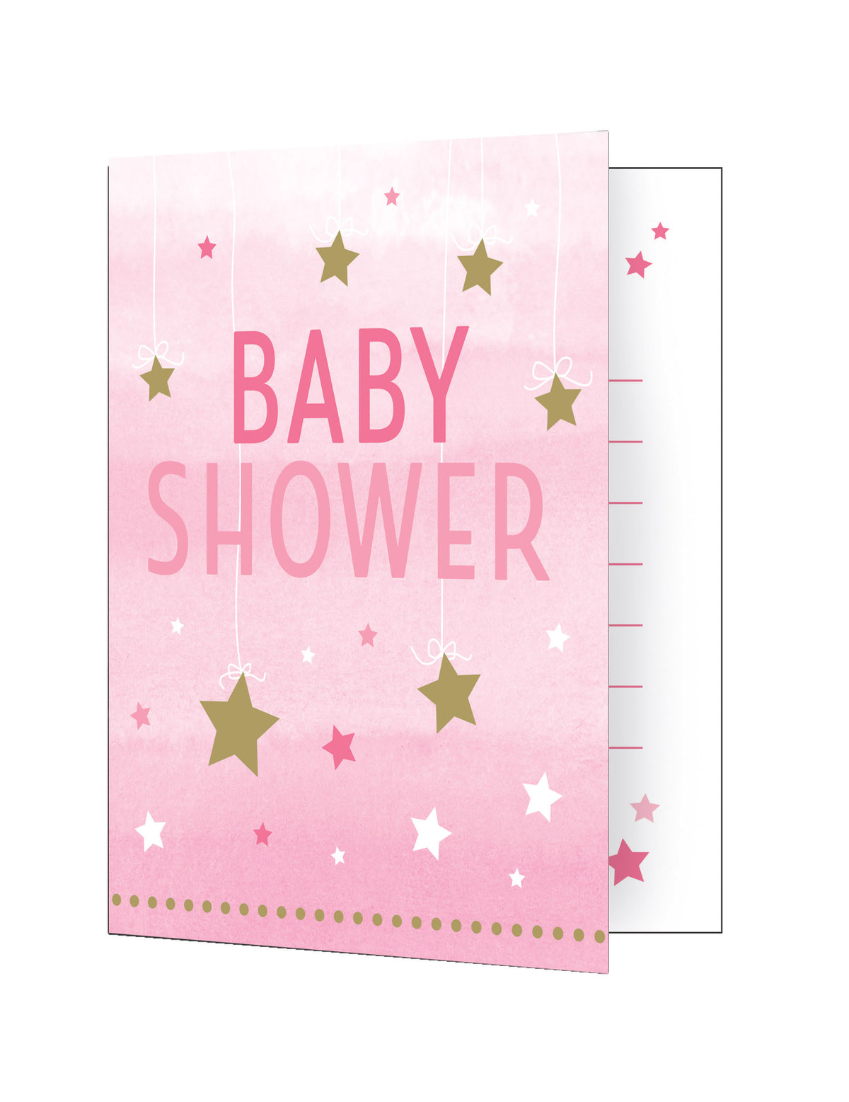 Cartons d'invitation One Little Star pour baby shower rose avec étoiles dorées