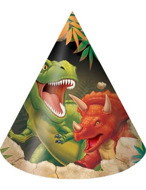 Kartonski šeširi za rođendan s dinosaurima s T-Rexom i Triceratopsom
