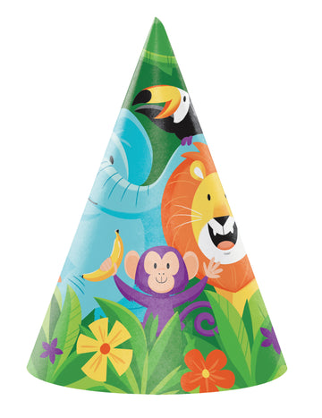 8 šešira za zabavu s motivima životinja iz džungle, 16 x 11 cm