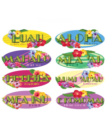 8 zidnih ukrasa Havaji 40 cm 